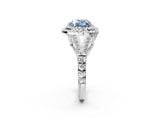 White gold Fancy Blue Heart Cut Diamond Double Halo Ring with Split Shank and Prong Setting_29