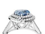 White gold Fancy Blue Heart Cut Diamond Double Halo Ring with Split Shank and Prong Setting_31