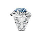 White gold Fancy Blue Heart Cut Diamond Double Halo Ring with Split Shank and Prong Setting_32