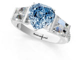 White gold Fancy Blue Heart Cut Diamond Engagement Ring with Baguette Side Stones and Channel Set Band_33