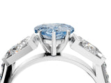 White gold Fancy Blue Heart Cut Diamond Engagement Ring with Baguette Side Stones and Channel Set Band_36