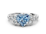 White gold Fancy Blue Heart  Cut Diamond Engagement Ring with Bezel Set Round Side Stones and Prong Setting_48