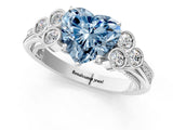 White gold Fancy Blue Heart  Cut Diamond Engagement Ring with Bezel Set Round Side Stones and Prong Setting_50