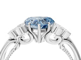 White gold Fancy Blue Heart  Cut Diamond Engagement Ring with Bezel Set Round Side Stones and Prong Setting_53
