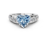 White gold Fancy Blue Heart  Cut Diamond Engagement Ring with Pavé Band and Four-Prong Setting_3