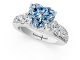 White gold Fancy Blue Heart  Cut Diamond Engagement Ring with Pavé Band and Four-Prong Setting_4