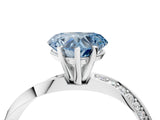 White gold Fancy Blue Heart Cut Diamond Engagement Ring with Side Stone Accents and Four-Prong Setting_16