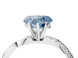 White gold Fancy Blue Heart Cut Diamond Engagement Ring with Side Stone Accents and Four-Prong Setting_28