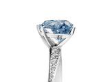 White gold Fancy Blue Heart Cut Diamond Engagement Ring with Side Stone Accents and Four-Prong Setting_29