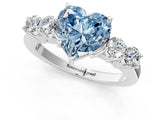 White gold Fancy Blue Heart  Cut Diamond Five-Stone Prong Set White Gold Ring_32