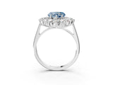 White gold Fancy Blue Heart Cut Diamond Floral Double Halo Engagement Ring with Prong Setting_28