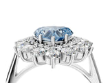 White gold Fancy Blue Heart Cut Diamond Floral Double Halo Engagement Ring with Prong Setting_29