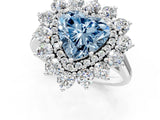 White gold Fancy Blue Heart Cut Diamond Floral Double Halo Engagement Ring with Prong Setting_85