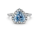 White gold Fancy Blue Heart  Cut Diamond Floral Halo Engagement Ring with Pavé Band and Prong Setting_37