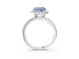 White gold Fancy Blue Heart  Cut Diamond Floral Halo Engagement Ring with Pavé Band and Prong Setting_40