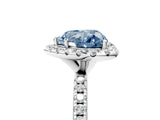 White gold Fancy Blue Heart  Cut Diamond Floral Halo Engagement Ring with Pavé Band and Prong Setting_42