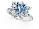 White gold Fancy Blue Heart  Cut Diamond Floral Halo Pave Band with Prong Setting_38