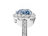 White gold Fancy Blue Heart Cut Diamond Floral Halo Ring with Pavé Band and Prong Setting_12