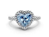 White gold Fancy Blue Heart Cut Diamond Halo Engagement Ring with Pavé Band and Prong Setting_39