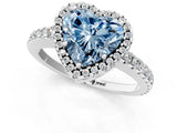 White gold Fancy Blue Heart Cut Diamond Halo Engagement Ring with Pavé Band and Prong Setting_40