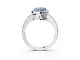 White gold Fancy Blue Heart Cut Diamond Halo Engagement Ring with Pavé Band and Prong Setting_42