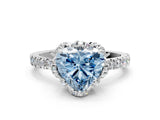 White gold Fancy Blue Heart Cut Diamond Halo Pave Band with Four-Prong Setting_3