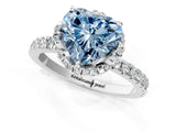 White gold Fancy Blue Heart Cut Diamond Halo Pave Band with Four-Prong Setting_4