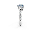 White gold Fancy Blue Heart Cut Diamond Halo Pave Band with Four-Prong Setting_5