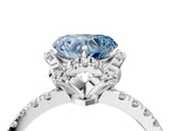 White gold Fancy Blue Heart Cut Diamond Halo Pave Band with Four-Prong Setting_7