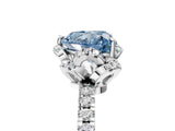 White gold Fancy Blue Heart Cut Diamond Halo Pave Band with Four-Prong Setting_8