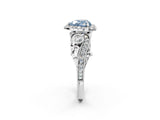 White gold Fancy Blue Heart Cut Diamond Halo Ring with Milgrain Pavé Band and Four-Prong Setting_68