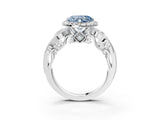 White gold Fancy Blue Heart Cut Diamond Halo Ring with Milgrain Pavé Band and Four-Prong Setting_70