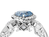 White gold Fancy Blue Heart Cut Diamond Halo Ring with Milgrain Pavé Band and Four-Prong Setting_71