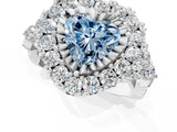 White gold Fancy Blue Heart Cut Diamond Halo Ring with Pavé Band and Four-Prong Setting_54