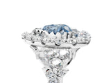 White gold Fancy Blue Heart Cut Diamond Halo Ring with Pavé Band and Four-Prong Setting_58