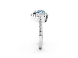 White gold Fancy Blue Heart Cut Diamond Halo Ring with Pavé Band and Prong Setting_14