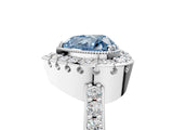 White gold Fancy Blue Heart Cut Diamond Halo Ring with Pavé Band and Prong Setting_17