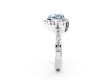 White gold Fancy Blue Heart Cut Diamond Halo Ring with Pavé Band and Prong Setting_2
