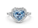 White gold Fancy Blue Heart Cut Diamond Halo Ring with Pear Side Stones and Prong Setting_75