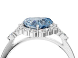 White gold Fancy Blue Heart Cut Diamond Halo Ring with Pear Side Stones and Prong Setting_79
