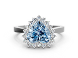 White gold Fancy Blue Heart  Cut Diamond Halo Ring with Round Brilliant Halo and Solitaire Band_74