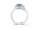 White gold Fancy Blue Heart  Cut Diamond Halo Ring with Round Brilliant Halo and Solitaire Band_76