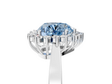 White gold Fancy Blue Heart  Cut Diamond Halo Ring with Round Brilliant Halo and Solitaire Band_78