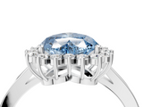White gold Fancy Blue Heart  Cut Diamond Halo Ring with Round Brilliant Halo and Solitaire Band_78