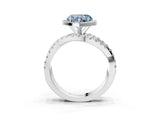 White gold Fancy Blue Heart Cut Diamond Halo Ring with Round Split Shank and Prong Setting_79