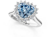 White gold Fancy Blue Heart  Cut Diamond Halo Ring with Solitaire Band and Prong Setting_78