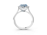 White gold Fancy Blue Heart  Cut Diamond Halo Ring with Solitaire Band and Prong Setting_78