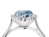 White gold Fancy Blue Heart  Cut Diamond Halo Ring with Solitaire Band and Prong Setting_81
