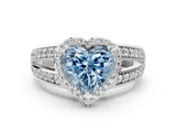 White gold Fancy Blue Heart Cut Diamond Halo Ring with Split Shank Pavé Band and Four-Prong Setting_24
