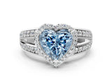 White gold Fancy Blue Heart Cut Diamond Halo Ring with Split Shank Pavé Band and Four-Prong Setting_58